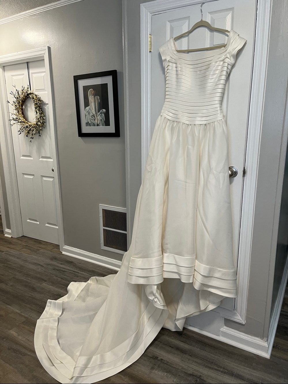 Oleg Cassini Ivory Pleated Bodice A-Line Wedding Dress
